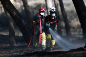 A wildfire burns in Martigues
