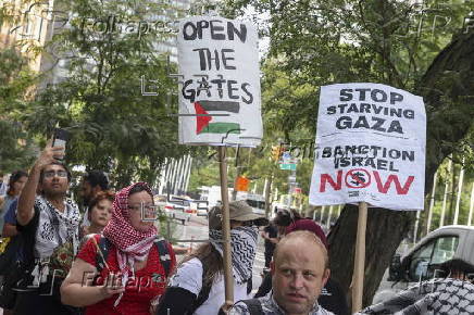 'Stop starving Gaza' protest nearby United Nations headquarters