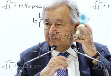 United Nations Secretary-General Antonio Guterres attends press conference at the Tokyo International Conference on African Development (TICAD IX)