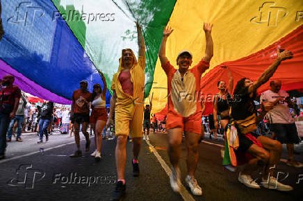 29° Parada do Orgulho LGBTqia+ de São Paulo, na Avenida Paulista