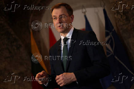 Lithuanian Defence Vice-Minister Aleksa speaks in Vilnius
