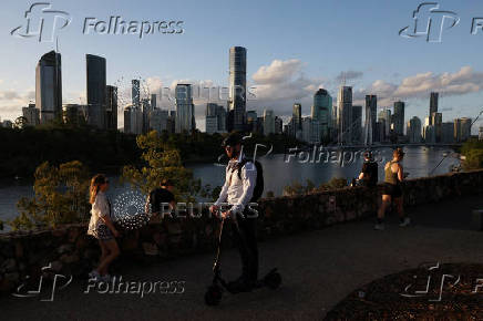 A view of Brisbane River and the city skyline in Brisbane