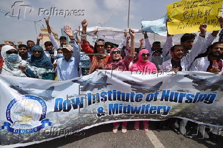 University students rally in solidarity with the Pakistani armed forces in in Karachi