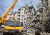 Aftermath of a Russian drone attack in Mykolaiv