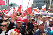 Poland's presidential candidate Nawrocki holds a march, in Warsaw