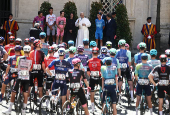 Pope Leo XIV meets the participants of Giro d'Italia at the Vatican