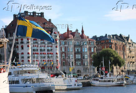 FILE PHOTO: View shows residential houses in Stockholm
