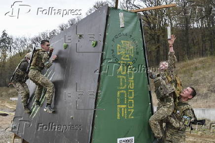 Ukrainian military-style obstacle course race 'Kordon Race' near Lviv