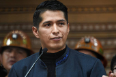 Andronico Rodriguez holds a press conference following the Constitutional Court's (TCP) ruling, in La Paz
