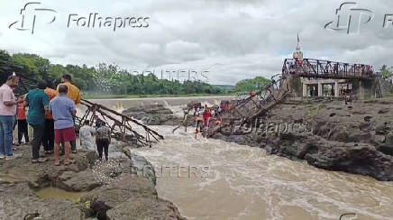 A bridge collapsed over the Indrayani river, in Pune
