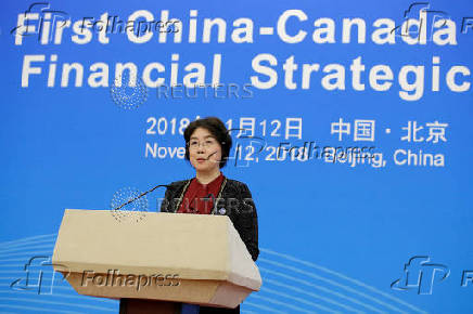 FILE PHOTO: Zou Jiayi speaks at a news conference in Beijing