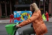 Greenpeace paints mural outside South Korea Embassy