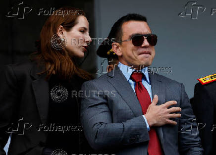 Ecuador's President Daniel Noboa attends a military change of guard ceremony in Quito