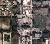 A satellite image shows Markaz Taiba following airstrikes in Muridke