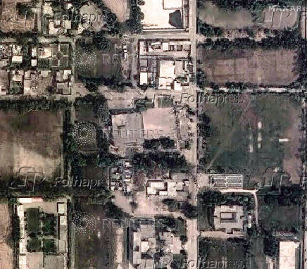A satellite image shows Markaz Taiba following airstrikes in Muridke