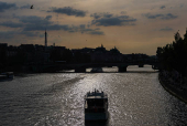 A tourist boat on the River Seine in Paris