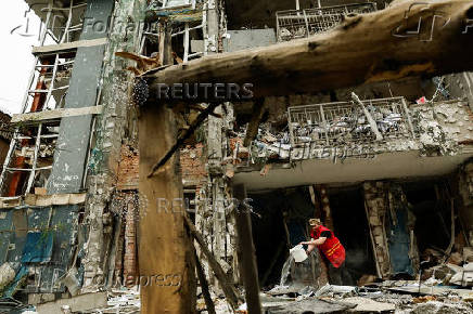 Aftermath of a Russian drone strike, amid Russia's attack on Ukraine, in Kyiv,