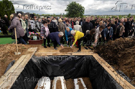 Funeral of the Tamara, Stanislav and Roman Martyniuk who were killed in a Russian missile strike in Korostyshiv