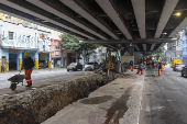 Obras para a construção de floreiras e jardins sob o Minhocão