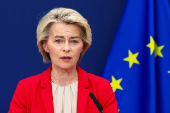 EU's Ursula von der Leyen and Kaja Kallas hold a press point on 18th package of sanctions against Russia
