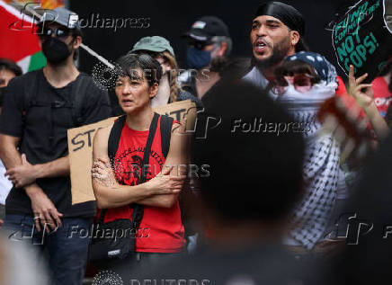 People protest against federal immigration sweeps, during the Juneteenth holiday in New York