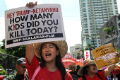 Filipino activists hold protest near U.S. Embassy in Manila