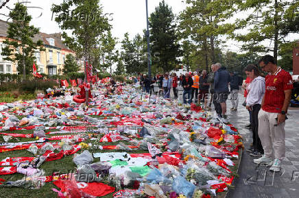 Tribute to Liverpool's Portuguese soccer player Diogo Jota, who died in a car crash near Zamora, Spain