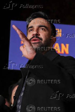 Democratic candidate for New York City mayor, Zohran Mamdani, campaigns on eve of election day, in Queens, New York City