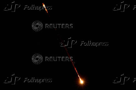 Missiles launched from Iran towards Israel are seen from Tubas