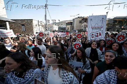 Israeli Arabs protest against famine in Gaza