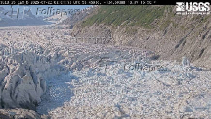 A view shows the Suicide Basin on July 22, 2025, before it reached full capacity due to glacial flooding, in Juneau, Alaska
