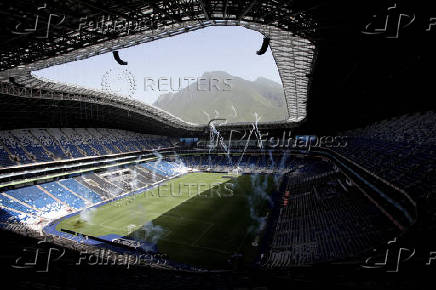 FILE PHOTO: Celebration after the FIFA announced Monterrey as one of the host cities for the 2026 World Cup which will be staged in the United States, Mexico and Canada, at the BBVA stadium, in Monterrey