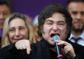 Milei participates in a party rally ahead of the mid-term elections