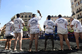 Competición de lucha canaria en Madrid