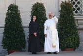 Pope Leo XIV meets the participants of Giro d'Italia at the Vatican