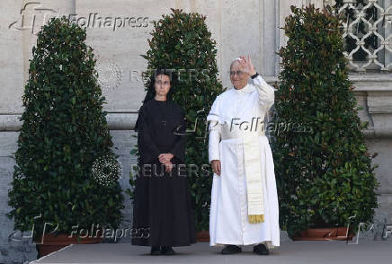 Pope Leo XIV meets the participants of Giro d'Italia at the Vatican