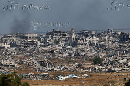 Smoke rises from Gaza, as seen from the Israel