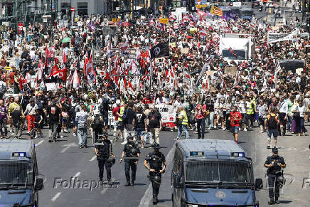 Manifestación de los sindicatos convocantes de la huelga general