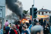 Drone view of riots in Ballymena