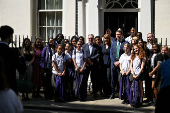 British Prime Minister Keir Starmer meets with school children, in London