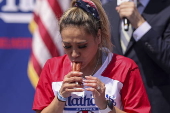 Nathan's Hot Dog eating contest in New York