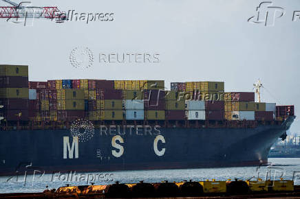 Container ship MSC Ronit R docks in Newark after arriving from France