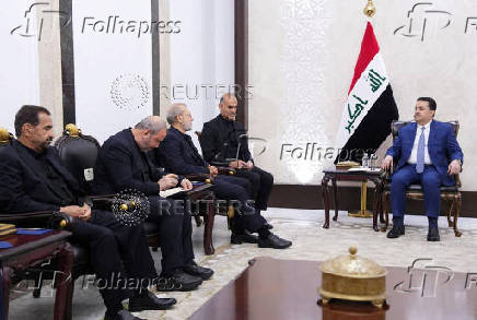 Iraqi Prime Minister Mohammed Shia al-Sudani meets with Ali Larijani, secretary of Iran's Supreme National Security Council, in Baghdad,