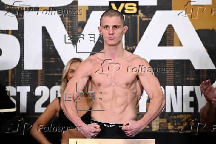 Face off following weigh-in ahead of fight: Nikita Tszyu vs Lulzim Ismaili
