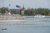 Low water level of Lake Constance (Bodensee) in Constance