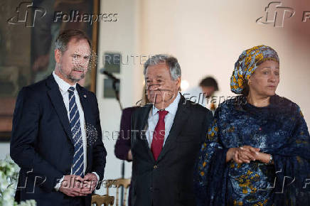 Denmark's King Frederik and Queen Mary host an official dinner for the UN Chief Executives Board, in Helsingoer