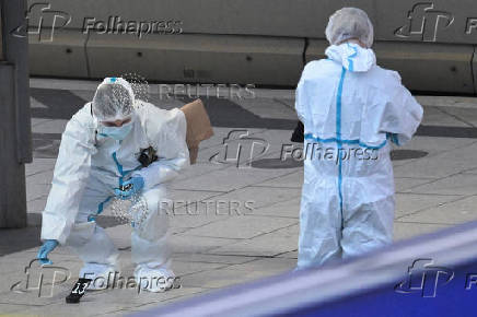 Aftermath of a knife attack at Hamburg's main train station