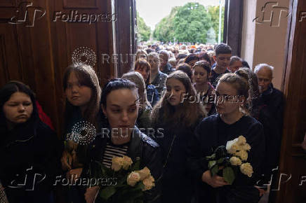 Funeral of the Tamara, Stanislav and Roman Martyniuk who were killed in a Russian missile strike in Korostyshiv