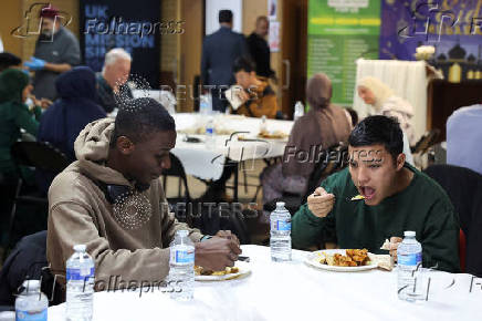Khizra Mosque hosts a lunch as part of its Eid al-Adha celebrations, in Manchester