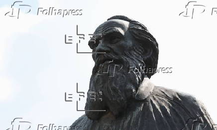The Monument to Russian writer Count Lev Tolstoy in Podolsk
